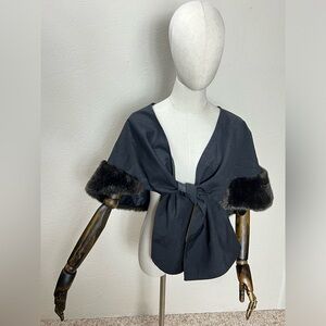 Trina Turk  Virgin Wool Faux  Fur Bolero Wrap Scarf - M